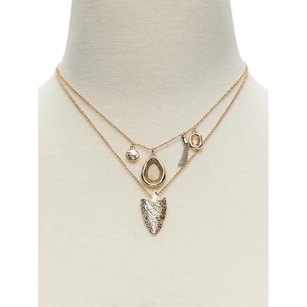 Banana Republic Two Tier Arrowhead Stone Tassel Necklace Style 722530 NWT 79.00